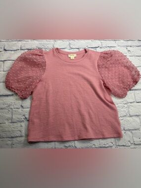 Anthropologie Maeve Dusty Rose Puff-Sleeve Knit Top. Size Small.
